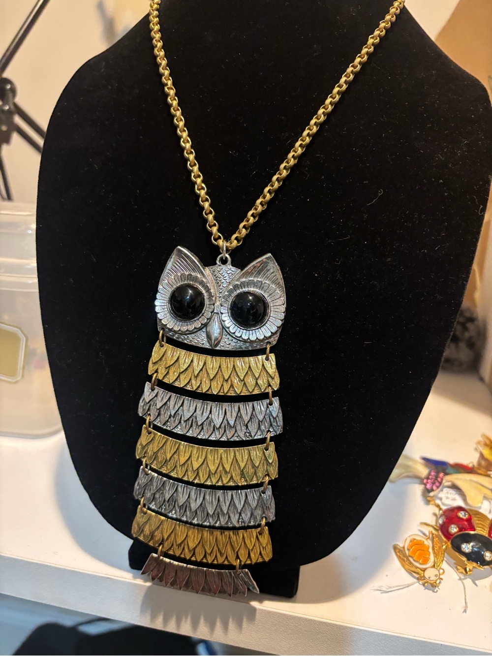 Gold & Silver Owl Pendant Necklace - Women Jewelry